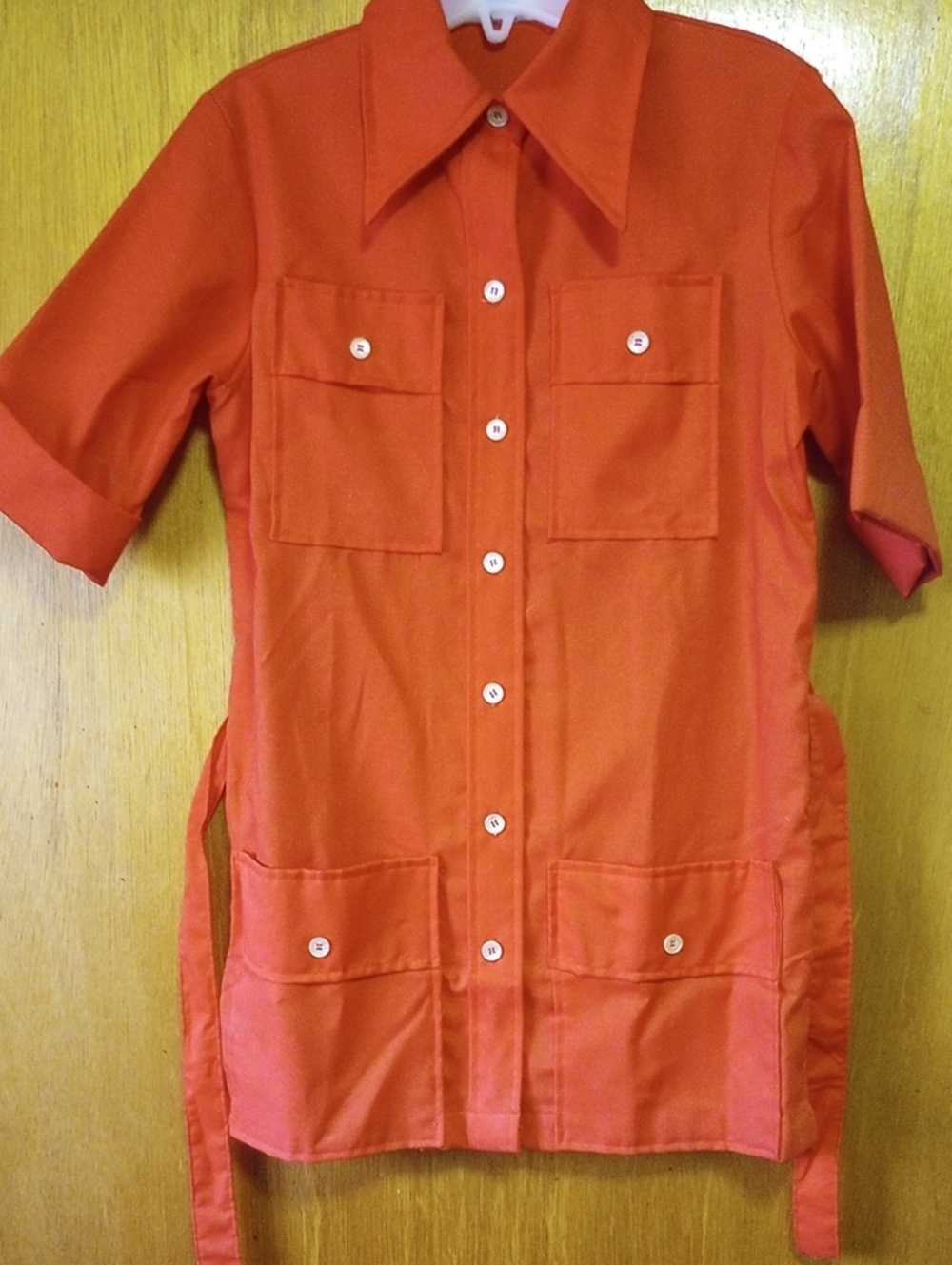 Sears Fashions Colorful Red Orange Vintage Retro Short Sleeve Jacket & Sash